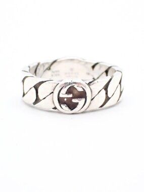 Gucci Interlocking Chain Ring 925 Size 7.75